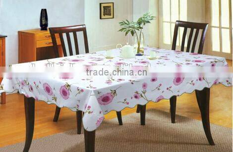 printed 52" round Vinyl table cloth with flannel backing, cheap price and good quality table cover