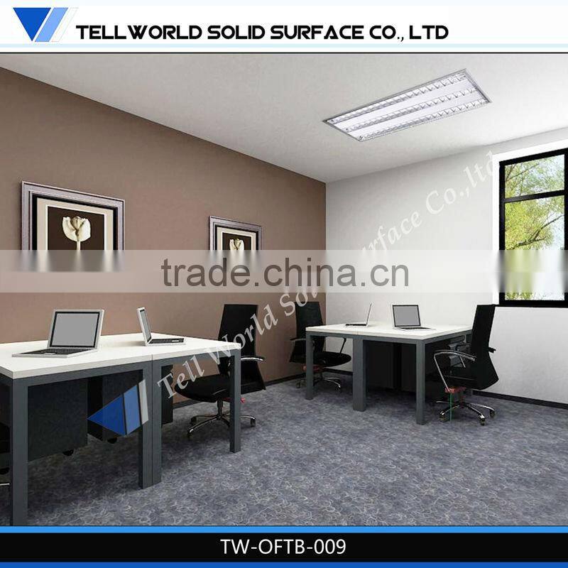 2014 modern white beautiful luxury commercial 2 people office desk furniture design for sale