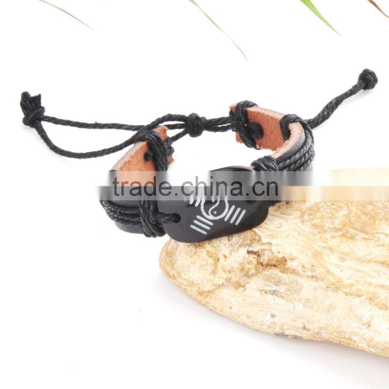 Genuine Leather Bracelet with Simple Universe Diagram Painted Leather Accessory.
