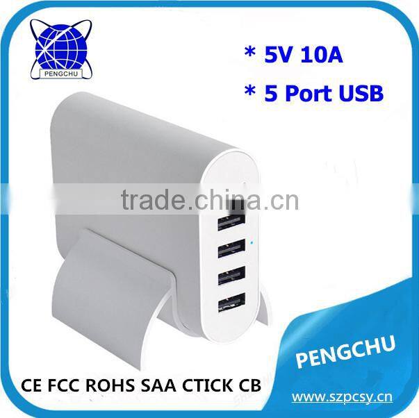 5V 2A 5 ports USB wall charger power adapter for camera/mobile phone/tablet