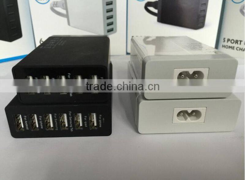 Multi USB 6 Port Charger Desktop Rapid 50Watt Station Charging for Apple Android, with iSmart technique IC