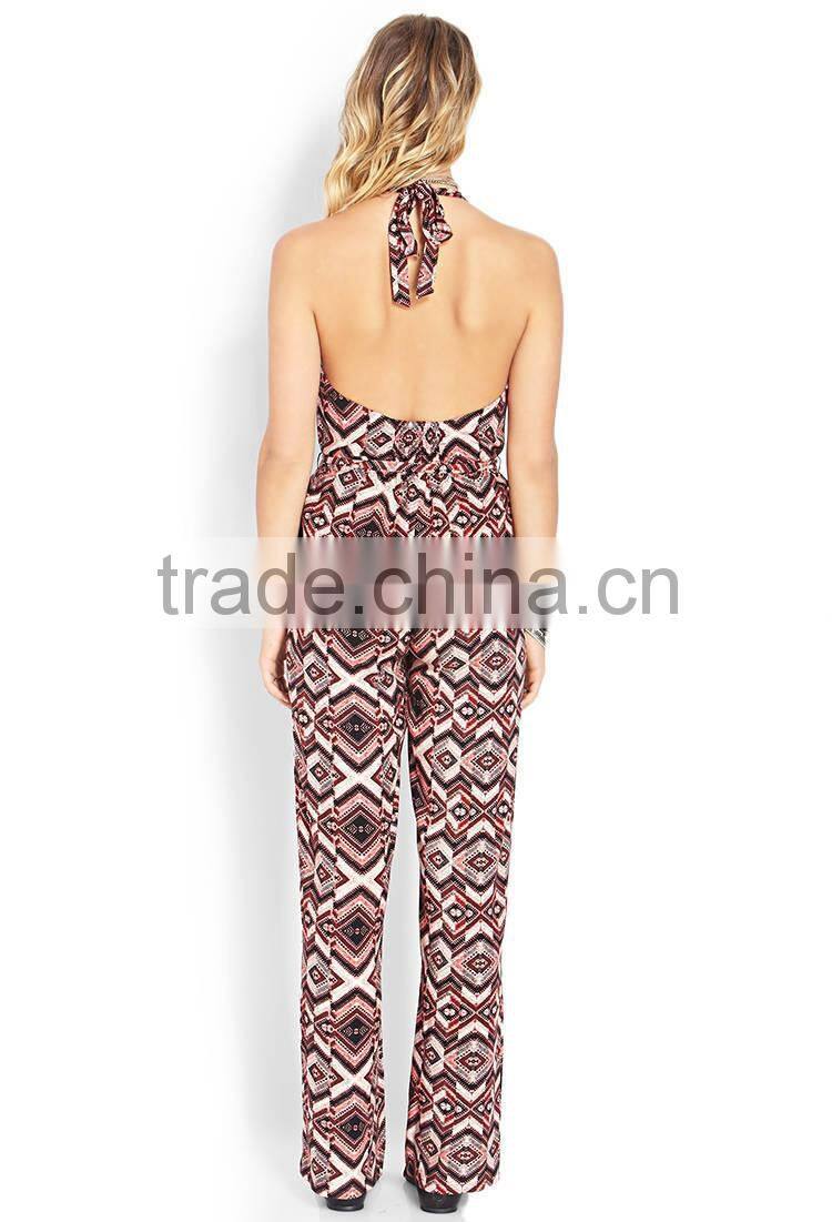 women playsuits wholesale retro pattern printing jumpsuits/playsuits women sexy jumpsuits