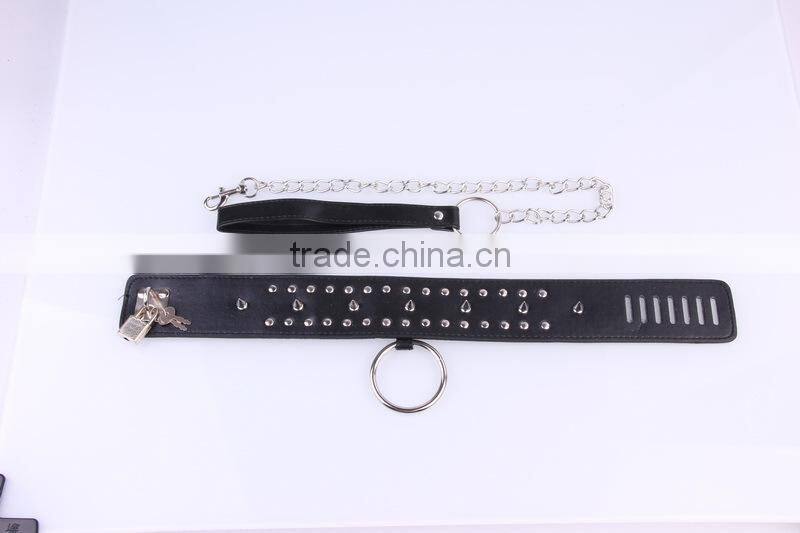 Sex adult bullet collar toys, couple games Punk PU collar wtih chain