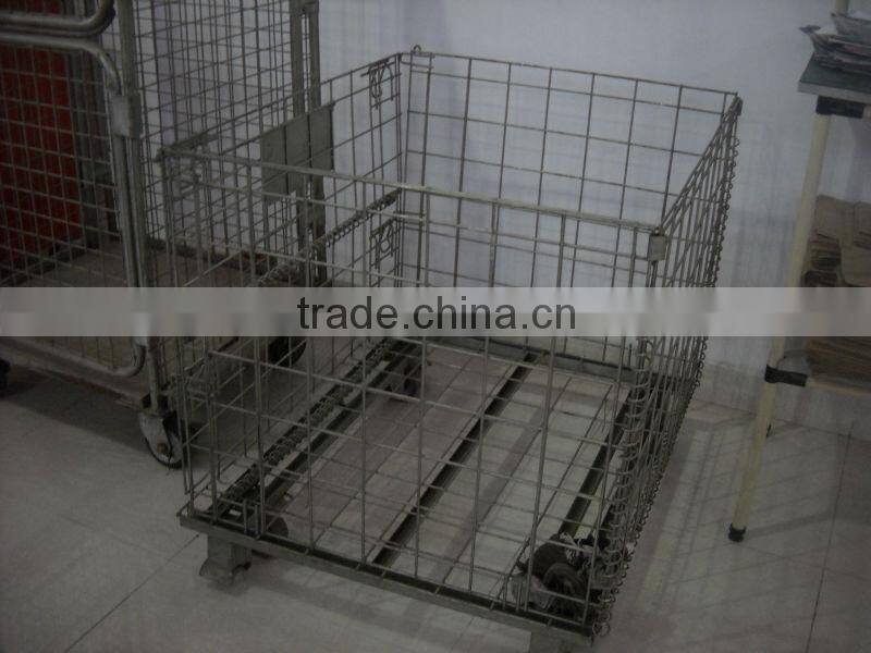 Steel Wire Foldable Rolling Trolley Tool Cart for Warehouse Logistic Workshop