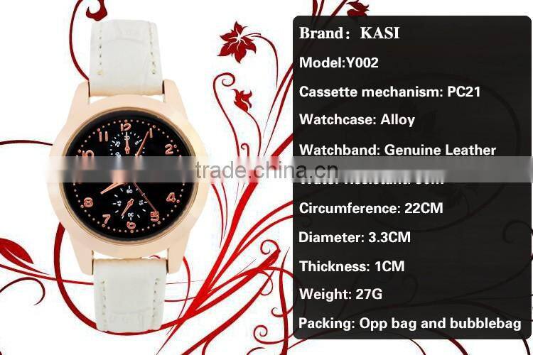 New arrival analog disply genuine leather quartz brand watch Y002