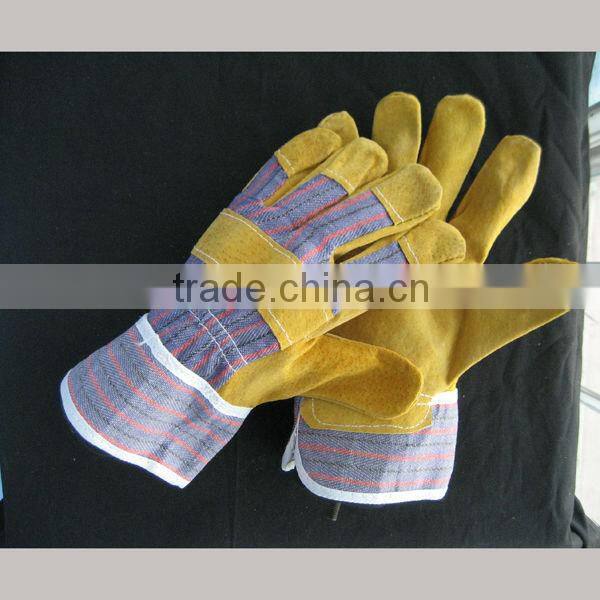 Pig split leather full palm rubberized cuff leather safety glove-3590