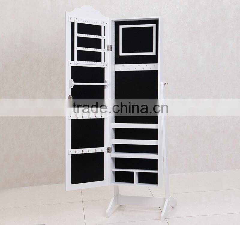 Fashion jewelry wholesale wooden cabinet free standing mdf with mirror