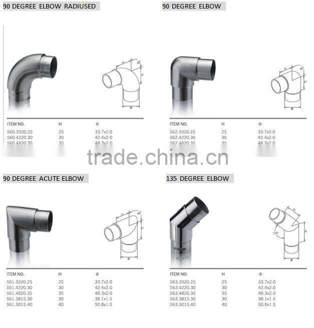 Stainless steel tube connector garde corps inox Stainless steel 90 degree elbow