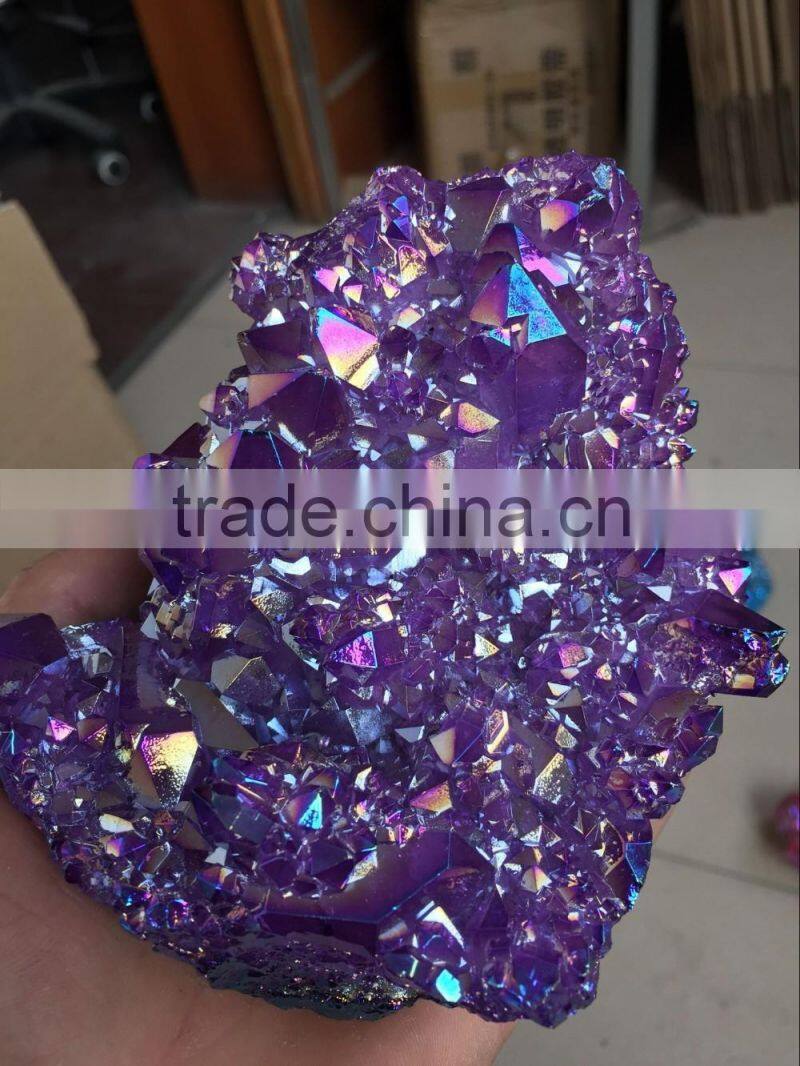 Decorative Large Natural Rock Quartz Purple Crystal Clusters for sale