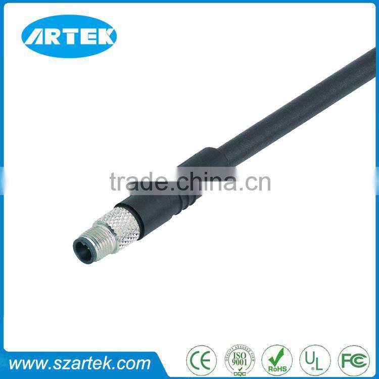 90 degree 4pin female m5 molded waterproof connector cable