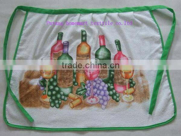 solid color long and waist apron with check border microfiber bib apron