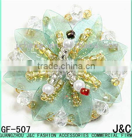 4cm green color flower beads shoes bow for lady shoes