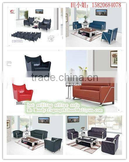 bright black PU leather office sofa single sofa metal armrest sofa G-310