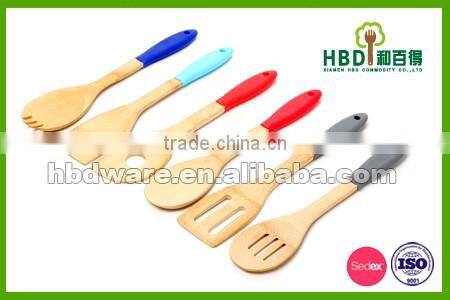 Bamboo kitchen utensils with silicone spoon wholesale
