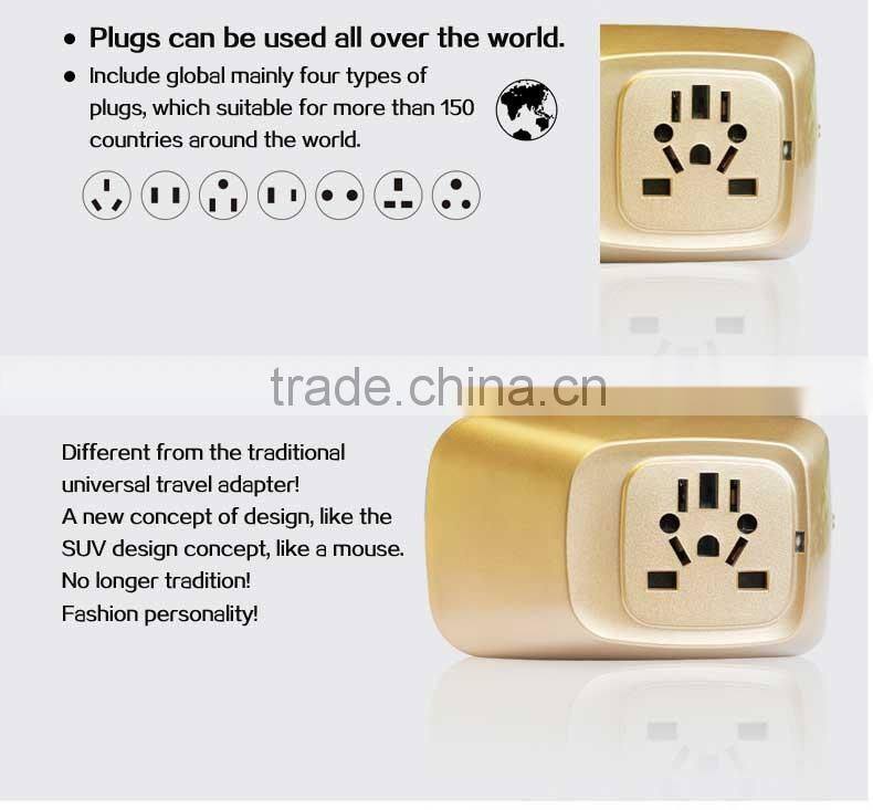 2016 hot selling UK EU travel adapter with universal female socket