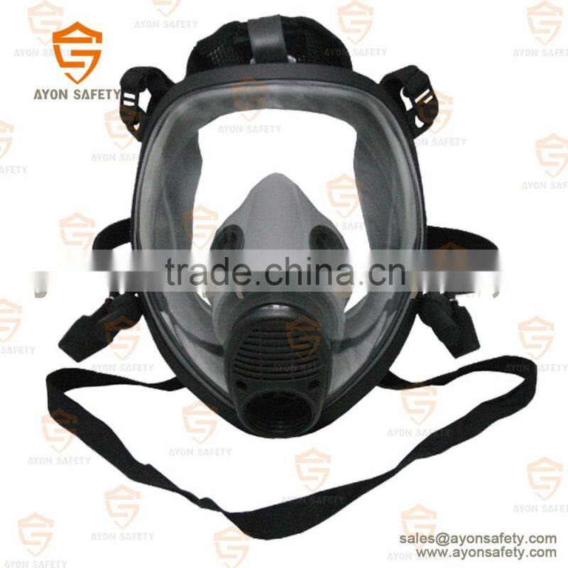 Black Spherical full face gas mask with EN148 single/double connector-Ayonsafety