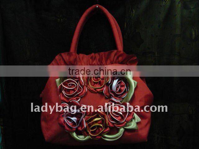 satin flower handbag
