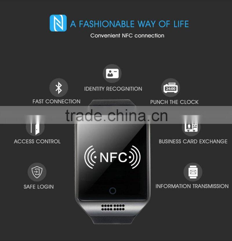 2016 Smart Watch Q18 Bluetooth Wearable Curved Screen Touch High Quality Support For Android and IOS Phone Wristwatch
