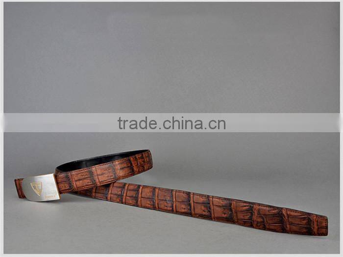 New Custom Brown Genuine Crocodile Belt for Men with Adjustable Buckle Wholesale