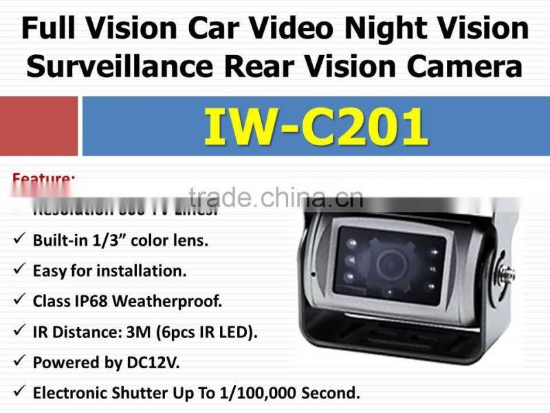 IW-C201 IP68 Waterproof 600TVL Vehicle Rear View Camera
