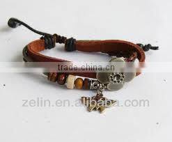 Gold plated with leather bracelet Body Jewelry