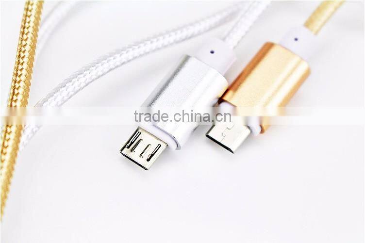 Nylon Woven USB Cable for V8 usb cable pigtail for samsung andriod phone cable