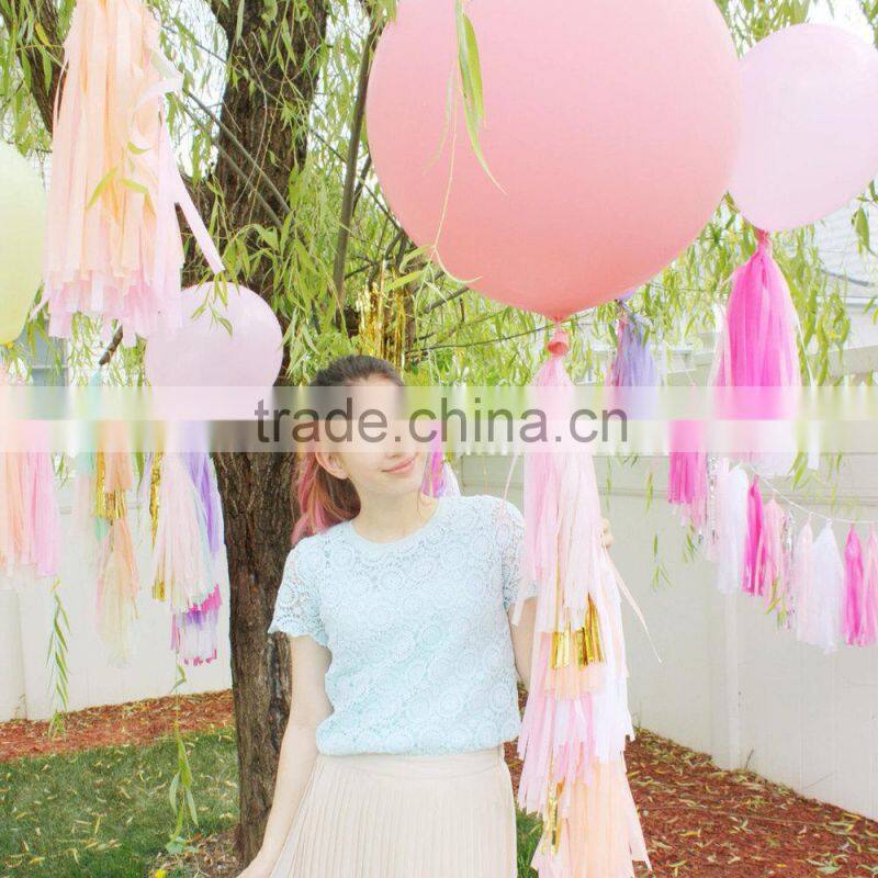 NEW Cinderella party decoration kit - 2 giant 36" balloons with tassels + 10 pom poms + tassel garland
