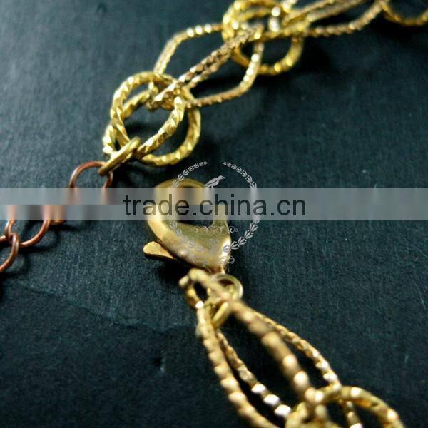 19cm raw brass faceted rhombic link fashion DIY bracelet supplies 1900083