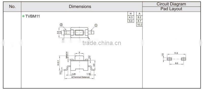 FTVBM11 smt 2 way led touch light switch