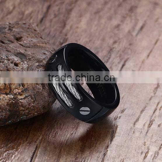 KSF Wholesale 8mm Black Titanium Rings With Cable Latest Design Rings Wholesale Alibaba