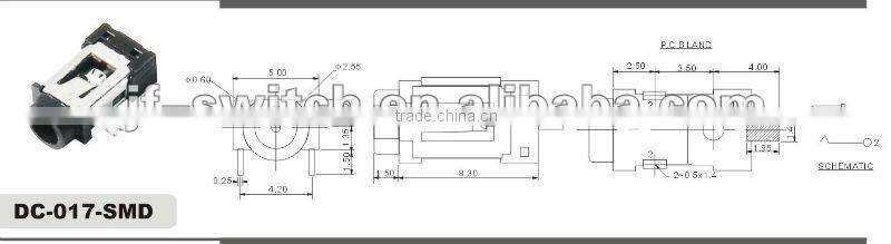 universal dc power jack connector for SMT(dc-017-smd),mini dc jack connector socket,female dc jack