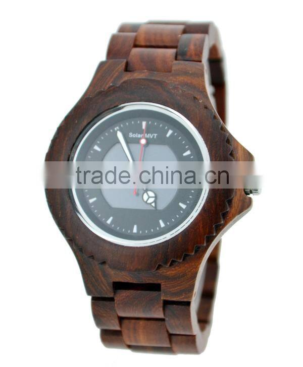 Hot sell Fashion wooden solar wrist watch