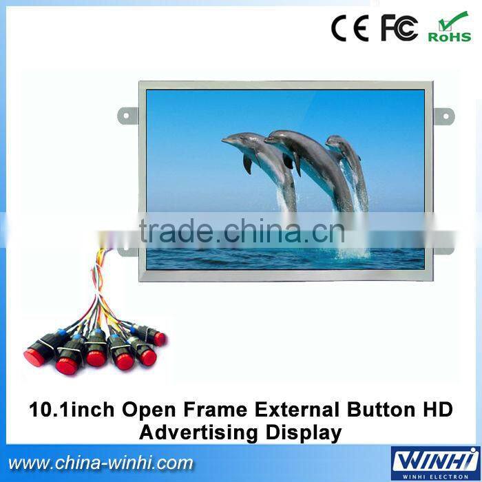 Hot sale 10 inch 6 pcs buttons full hd open frame tft lcd led monitor advertising display