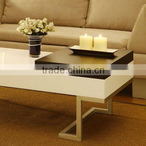 Seabrook White Finish Coffee Table w/ Serving Block