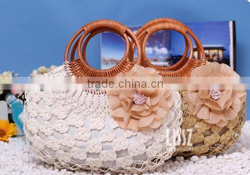 paper straw crochet lady handbag/straw bag