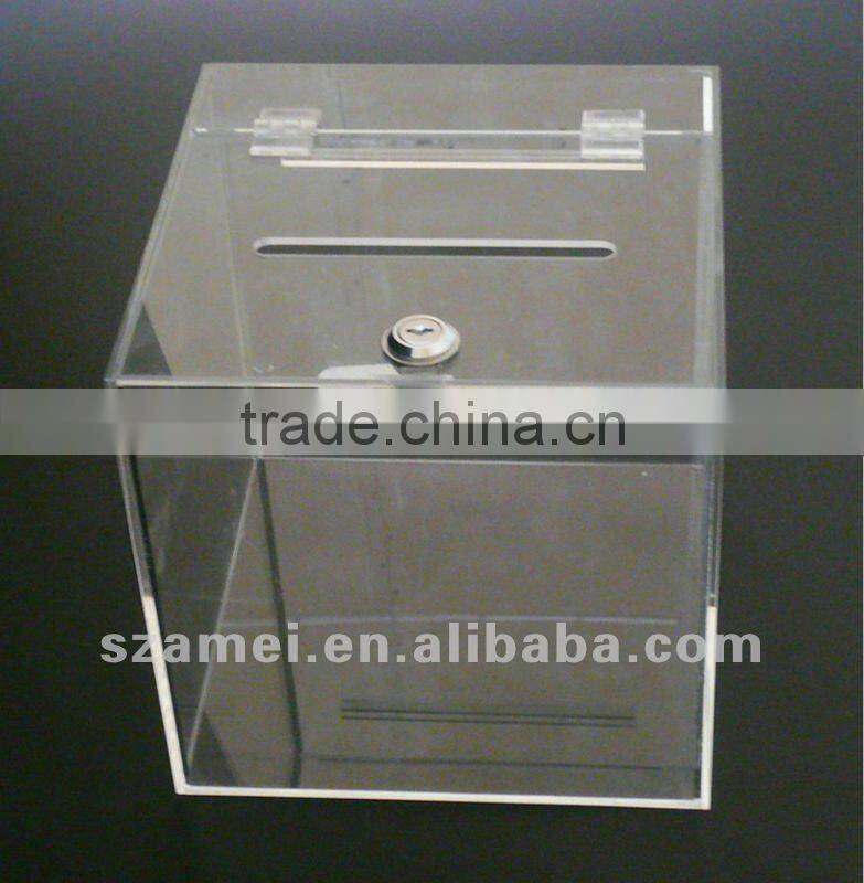 2017 Black Acrylic ballot box wth lock and key for election