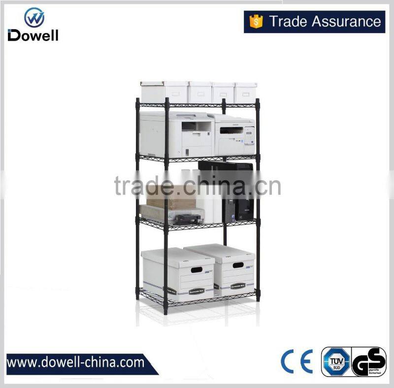 TC4832 Heavy Duty Wire Shelving System, 4-Tier,Black Steel 4-Shelf Shelving Unit 2Black Steel Storage Rack