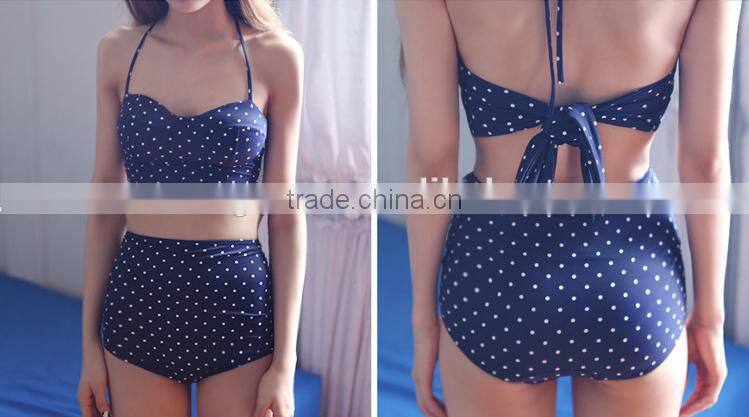 2016 new arrival wave retro high waist bikini