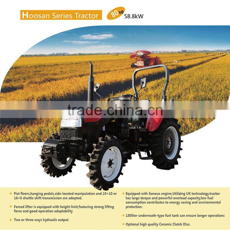China gold supplier best sell 80hp 4 wheel farm tractor
