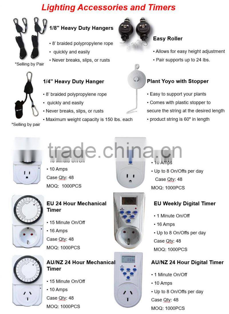 1/4" 1/8" quickly and easily adjustable rope ratchet grow light shade hanger YOYO with 8 feet long braided polypropylene rope