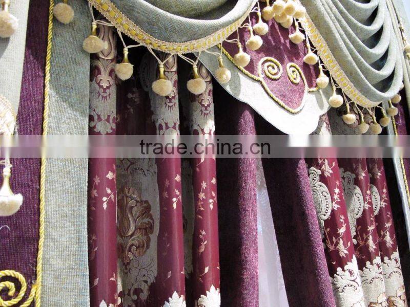 New Style Jacquard Fabric Ready Made Curtain/Decorated Living Room Curtain With European Style Valances