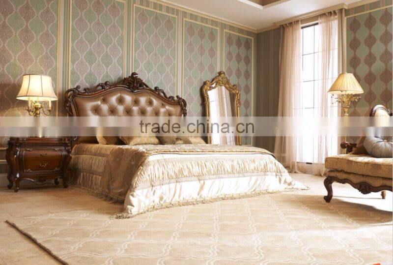 French Style Luxury Home Furniture Wooden Sectional Sofa/Leather Handmade Curved 4+3+2+1 Living Room Sofa Set