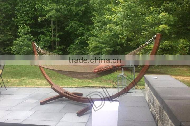 Double Wide Wood Arc Outdoor Hammock & Stand Set