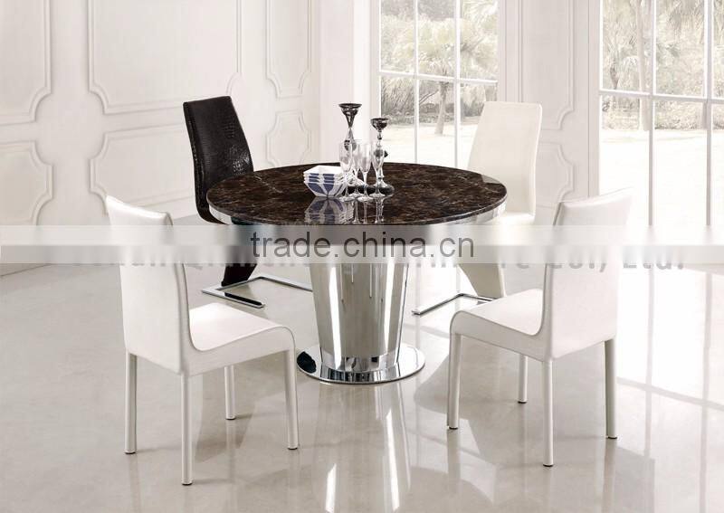 hot sale marble top stainless steel base round dining table