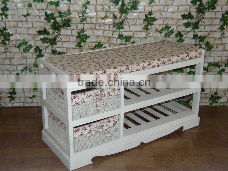 antique wooden footstool wooden storage cabinet wooden shoe rack T10-1018