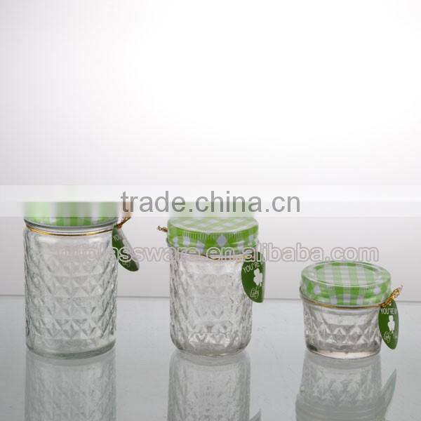 2016newest 3size unique honey jars empty canister jam jar set
