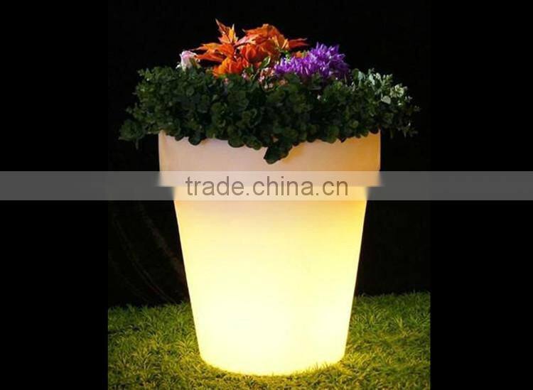 White round led plastic flowerpot, wholesale led light plastic plant pots
