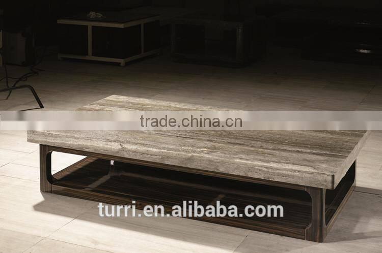 KD027B Iran travertine wood round marble coffee table