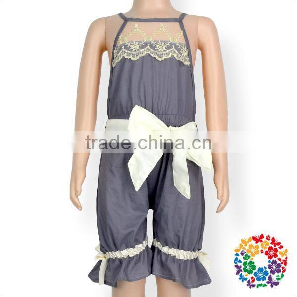 Fashion Baby Summer Smock Lace Flower Playsuit White Bowknot Long Baby Bodysuit Clothing