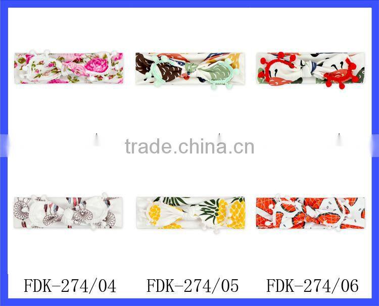 cheap baby girl yellow pineapple pom pom knot headband